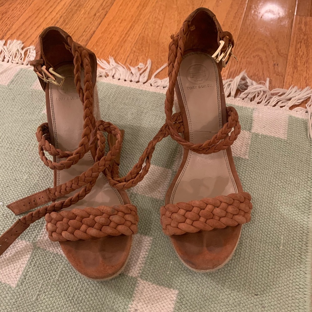 Tory Burch braided brown wedge